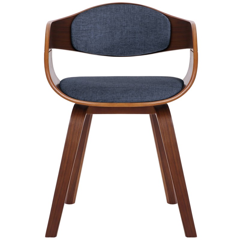 Silla de comedor Kingston en nogal/tela azul