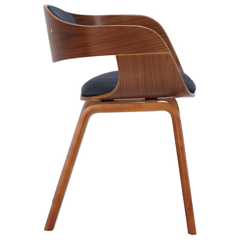 Silla de comedor Kingston en nogal/tela azul