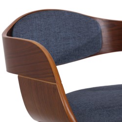 Silla de comedor Kingston en nogal/tela azul