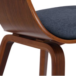 Silla de comedor Kingston en nogal/tela azul