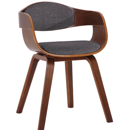 Silla de comedor Kingston en tela nogal/gris claro