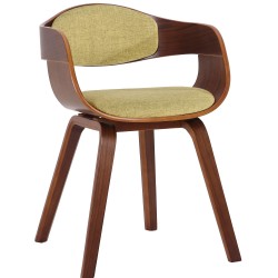 Silla de comedor Kingston en nogal/tela verde claro