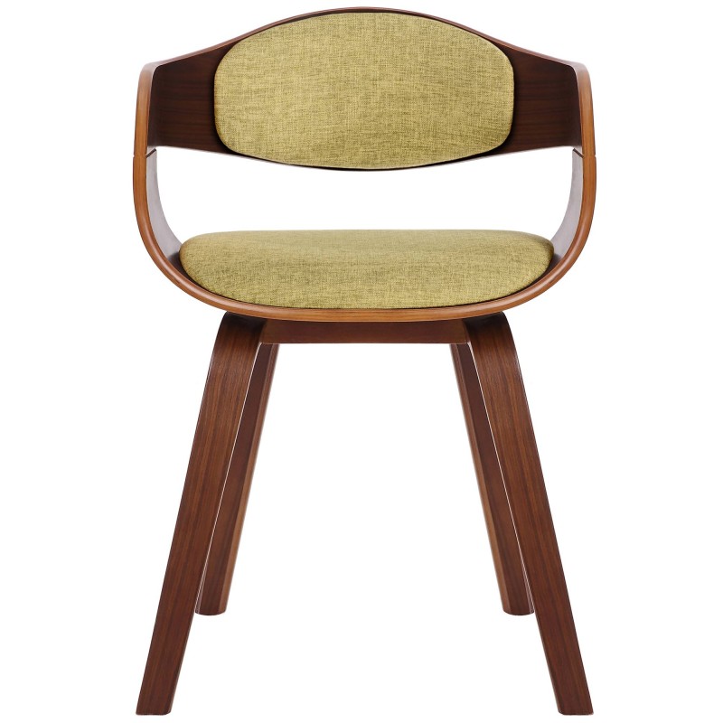 Silla de comedor Kingston en nogal/tela verde claro