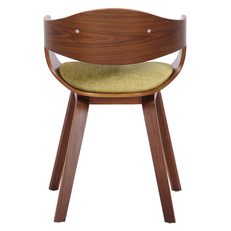 Silla de comedor Kingston en nogal/tela verde claro