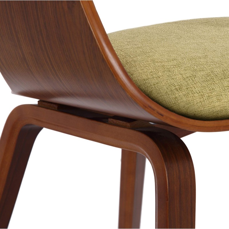 Silla de comedor Kingston en nogal/tela verde claro