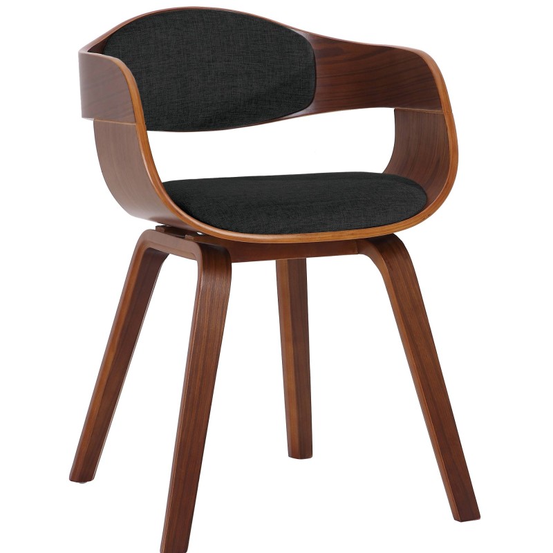 Silla de comedor Kingston en nogal/tela negra