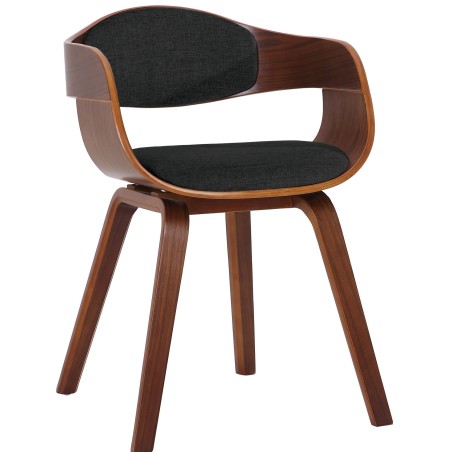 Silla de comedor Kingston en nogal/tela negra