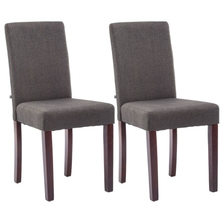 Juego de 2 sillas de comedor Ina en tejido capuchino gris oscuro
