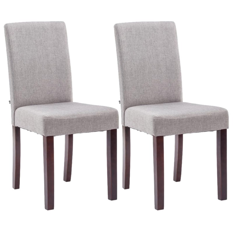 Juego de 2 sillas de comedor Ina en tejido capuchino gris claro Juego de 2 sillas de comedor Ina en tejido capuchino gris claro