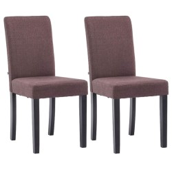 Juego de 2 sillas de comedor Ina en tela negra y marrón