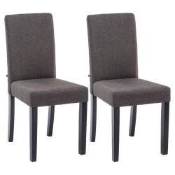 Juego de 2 sillas de comedor Ina en tela negra y gris oscuro