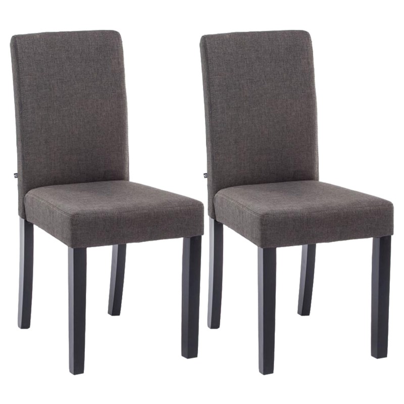 Juego de 2 sillas de comedor Ina en tela negra y gris oscuro Juego de 2 sillas de comedor Ina en tela negra y gris oscuro