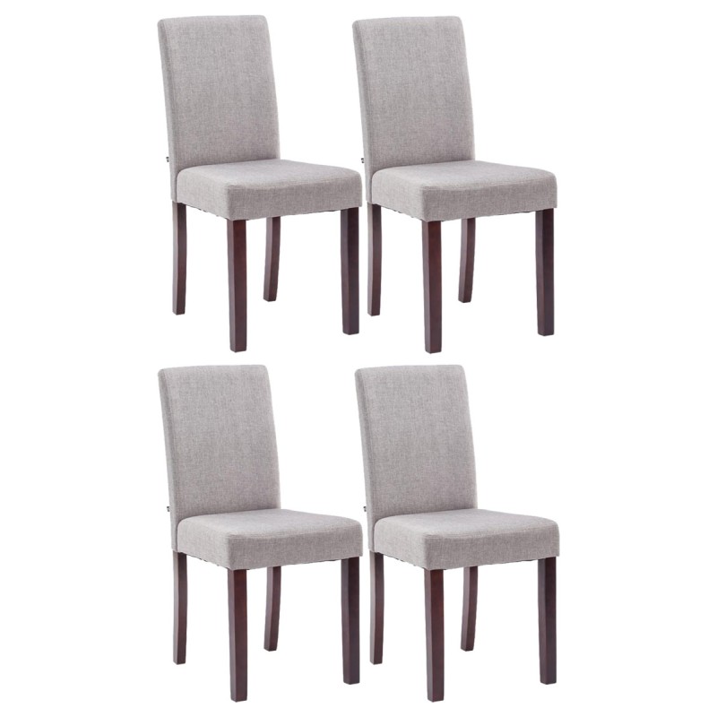 Juego de 4 sillas de comedor Ina en tejido capuchino gris claro Juego de 4 sillas de comedor Ina en tejido capuchino gris claro