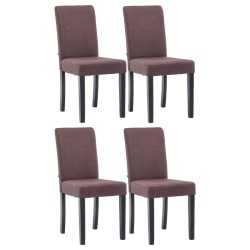Juego de 4 sillas de comedor Ina en tela negra y marrón