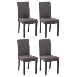 Juego de 4 sillas de comedor Ina en tela negra y gris oscuro