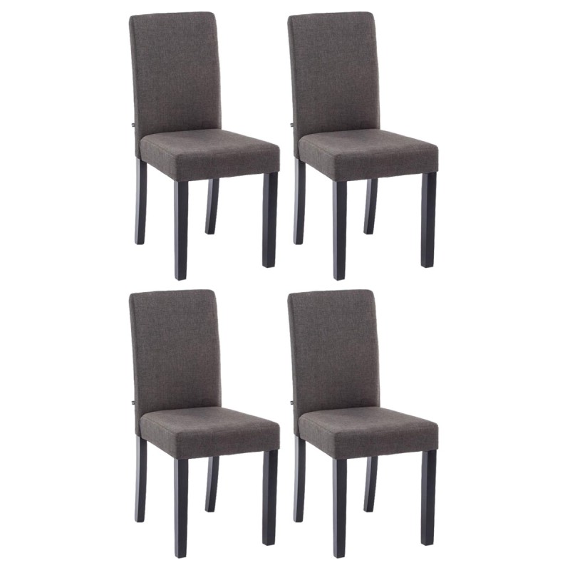 Juego de 4 sillas de comedor Ina en tela negra y gris oscuro Juego de 4 sillas de comedor Ina en tela negra y gris oscuro