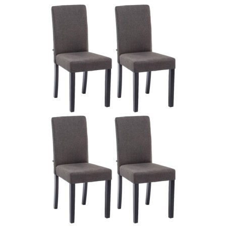 Juego de 4 sillas de comedor Ina en tela negra y gris oscuro