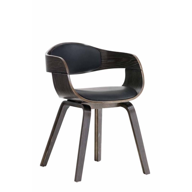 Silla de comedor Kingston, piel sintética negra/gris