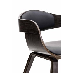 Silla de comedor Kingston, piel sintética negra/gris