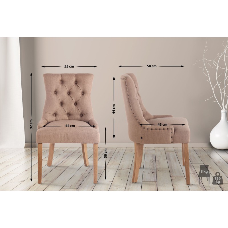 Silla de comedor Aberdeen en tela antigua color topo claro
