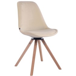Silla de comedor redonda Troyes de terciopelo en color crema natura