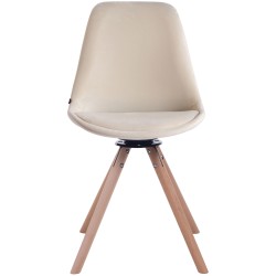 Silla de comedor redonda Troyes de terciopelo en color crema natura Silla de comedor redonda Troyes de terciopelo en color crema natura