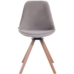 Silla de comedor redonda Troyes de terciopelo en gris natural
