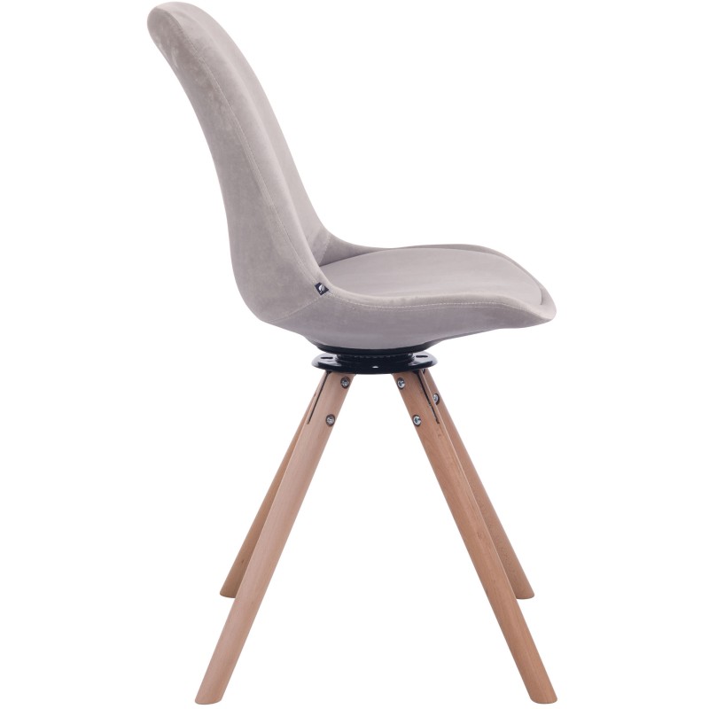 Silla de comedor redonda Troyes de terciopelo en gris natural Silla de comedor redonda Troyes de terciopelo en gris natural