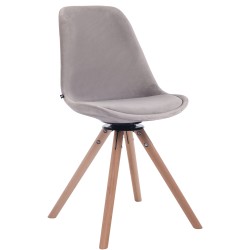 Silla de comedor redonda Troyes de terciopelo en gris natural Silla de comedor redonda Troyes de terciopelo en gris natural