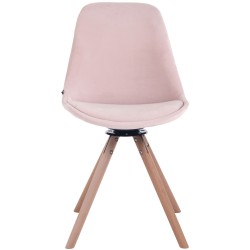 Silla de comedor redonda Troyes de terciopelo en color rosa natura