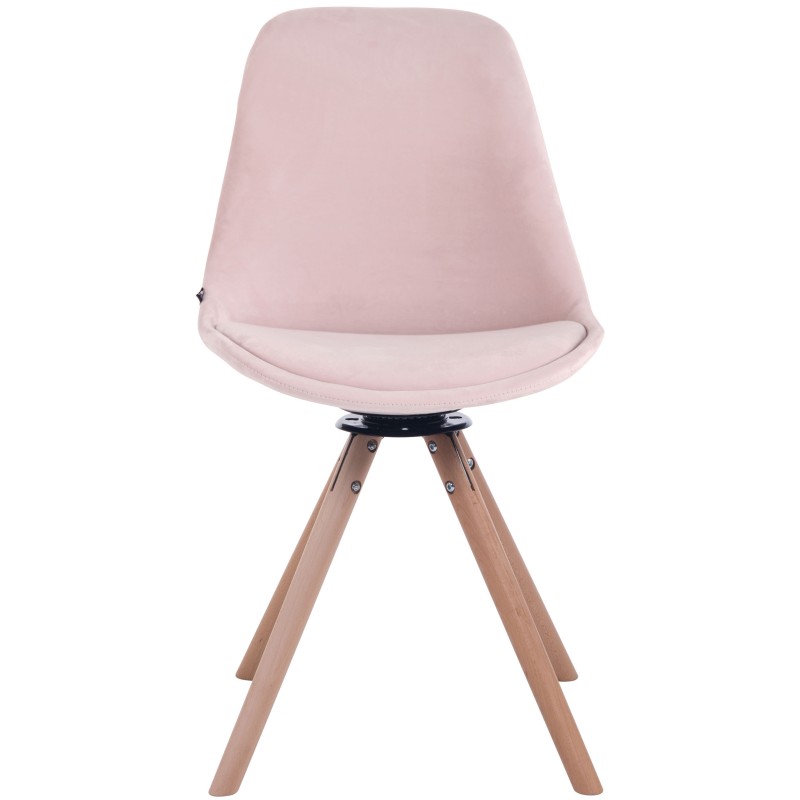 Silla de comedor redonda Troyes de terciopelo en color rosa natura