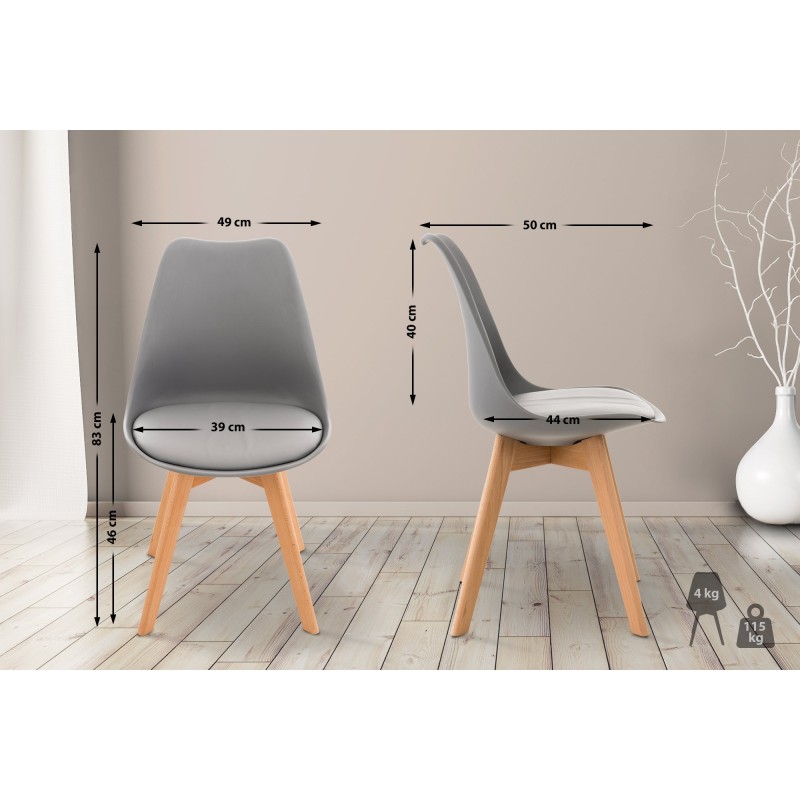 Conjunto de 4 sillas Linares en color gris