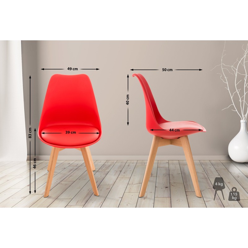 Conjunto de 4 sillas Linares en color rojo