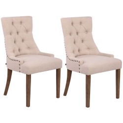 Juego de 2 sillas de comedor Aberdeen en tela color crema claro antiguo