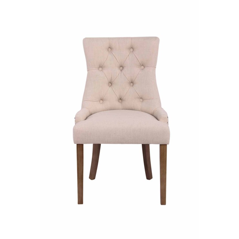 Juego de 2 sillas de comedor Aberdeen en tela color crema claro antiguo