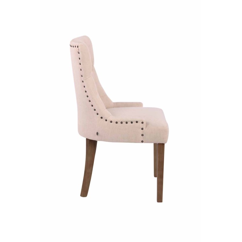 Juego de 2 sillas de comedor Aberdeen en tela color crema claro antiguo