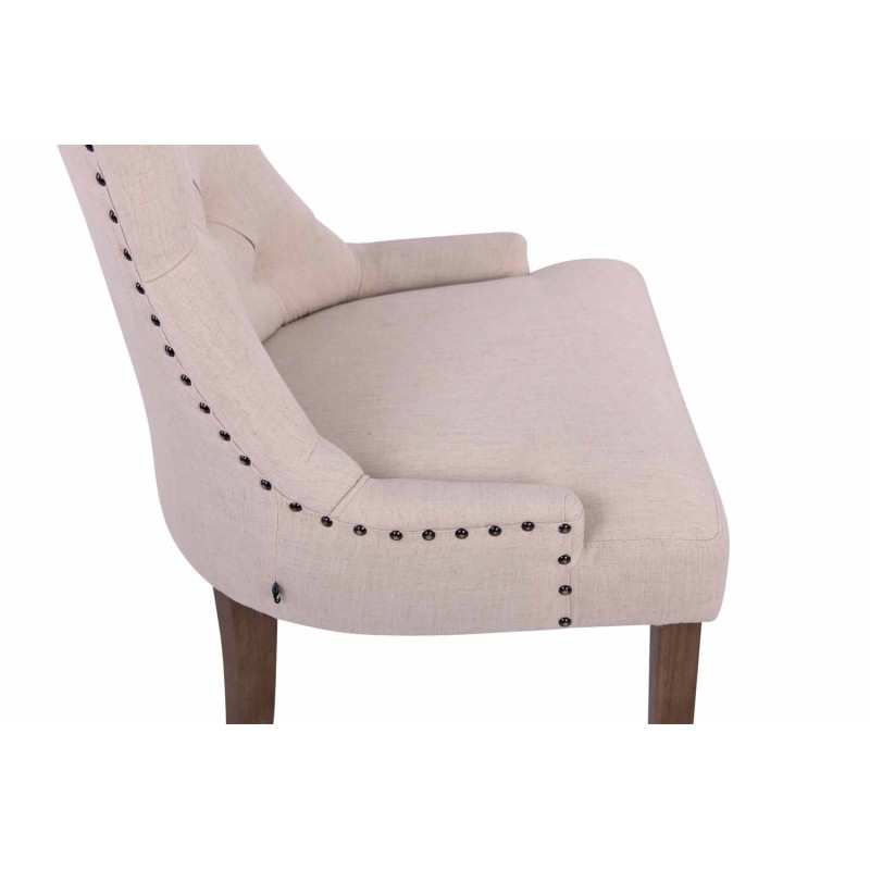 Juego de 2 sillas de comedor Aberdeen en tela color crema claro antiguo