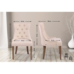 Juego de 2 sillas de comedor Aberdeen en tela color crema claro antiguo Juego de 2 sillas de comedor Aberdeen en tela color crema claro antiguo