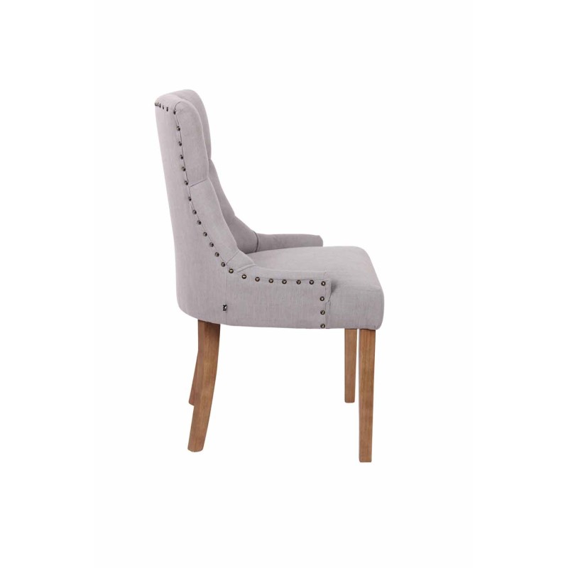 Juego de 2 sillas de comedor Aberdeen en tela gris claro antiguo