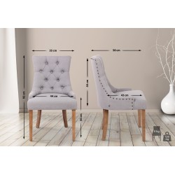 Juego de 2 sillas de comedor Aberdeen en tela gris claro antiguo