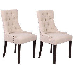 Juego de 2 sillas de comedor de tela Aberdeen color crema antiguo