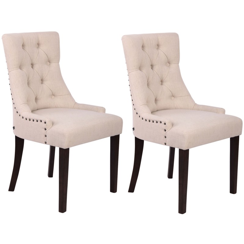 Juego de 2 sillas de comedor de tela Aberdeen color crema antiguo Juego de 2 sillas de comedor de tela Aberdeen color crema antiguo