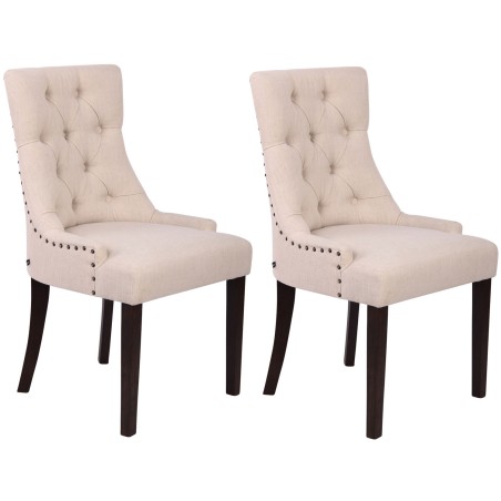 Juego de 2 sillas de comedor de tela Aberdeen color crema antiguo