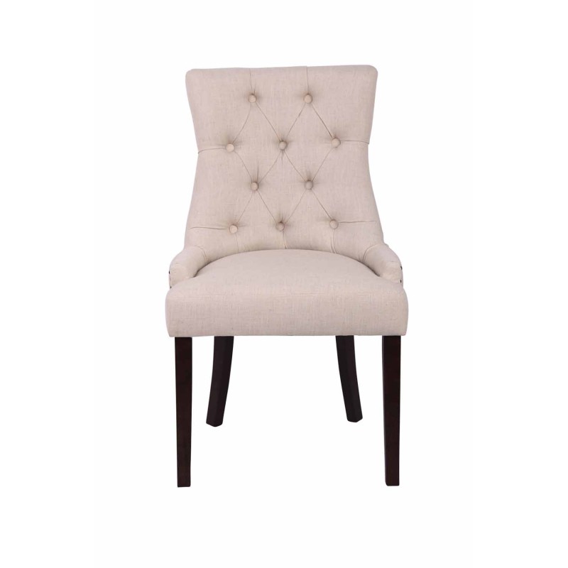 Juego de 2 sillas de comedor de tela Aberdeen color crema antiguo
