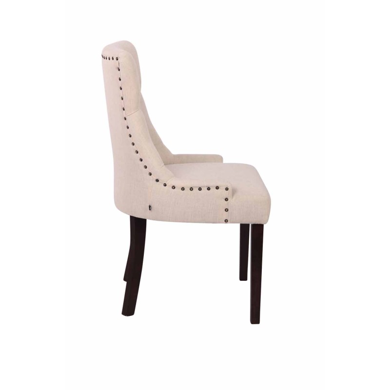 Juego de 2 sillas de comedor de tela Aberdeen color crema antiguo