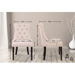 Juego de 2 sillas de comedor de tela Aberdeen color crema antiguo Juego de 2 sillas de comedor de tela Aberdeen color crema antiguo