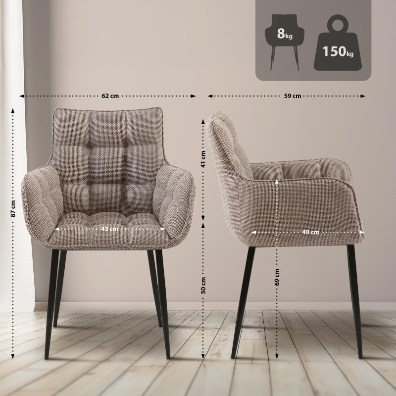 Silla Tirana en tejido terracota negro y marrón