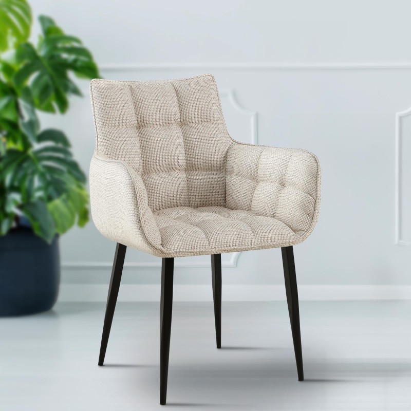 Silla Tirana en tela color negro marfil