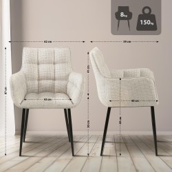 Silla Tirana en tela color negro marfil Silla Tirana en tela color negro marfil