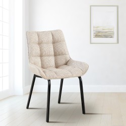 Silla Saranda en tela color negro marfil